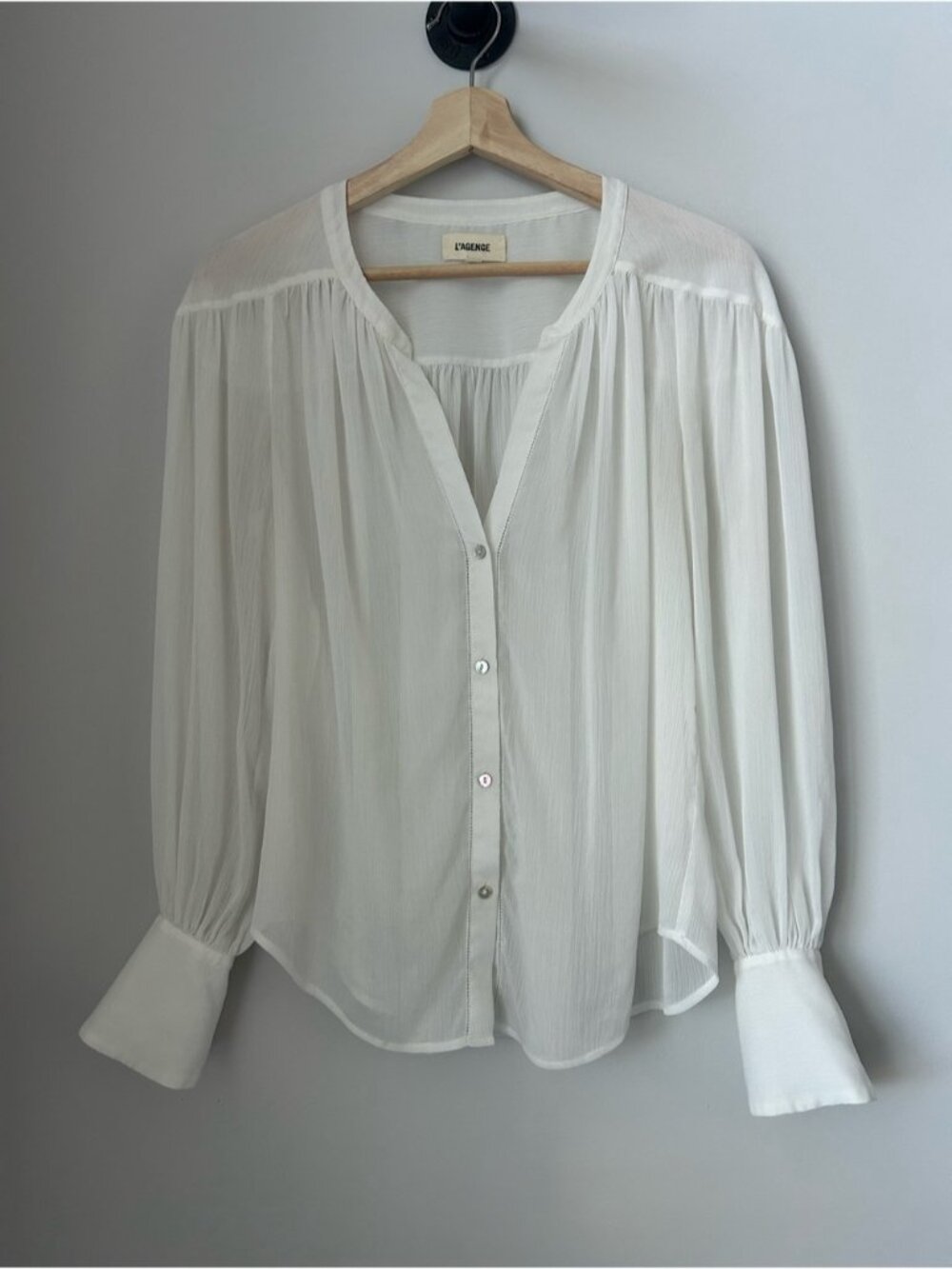 L'Agence Button-Front Peasant Blouse